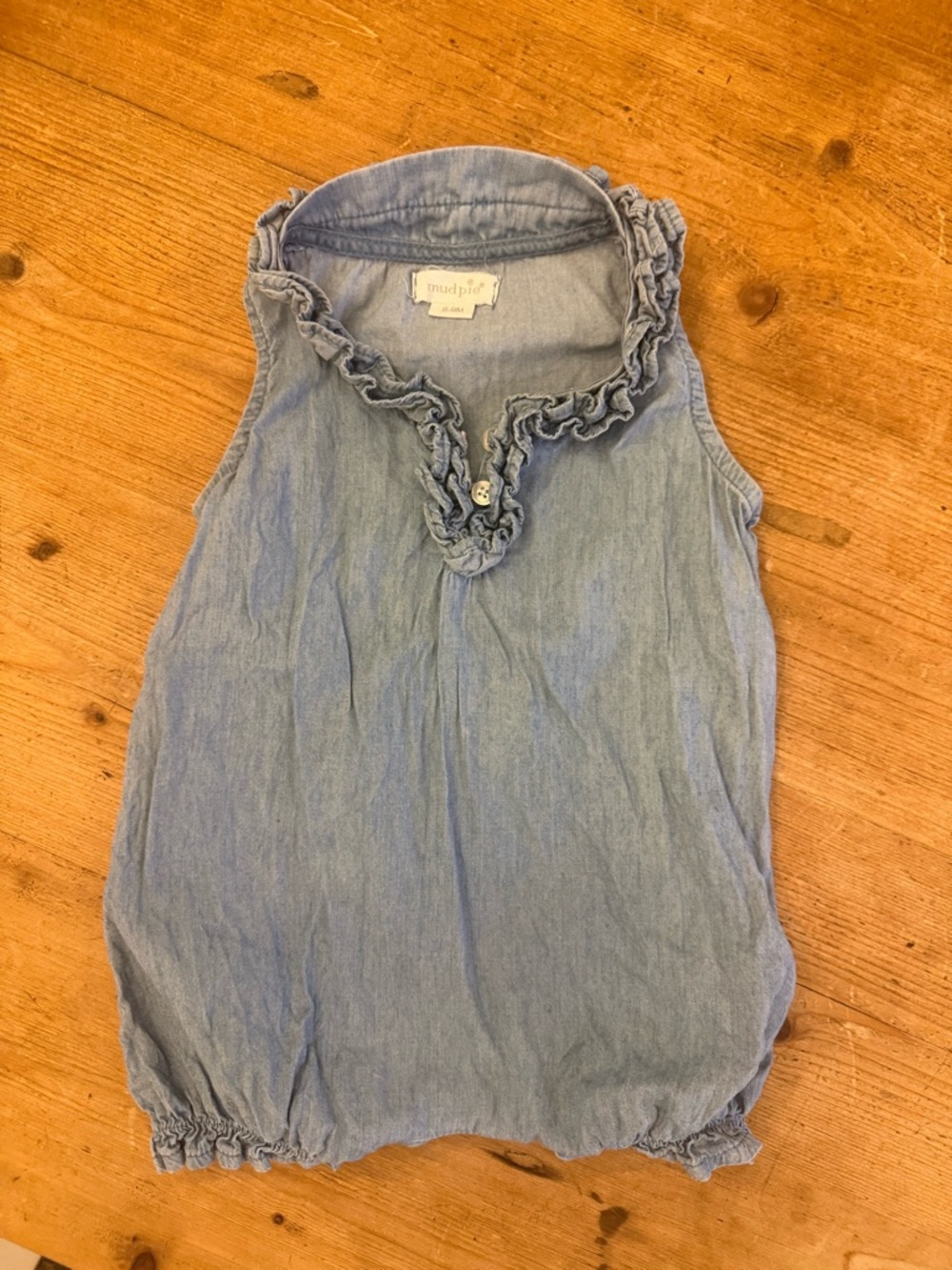 Mud Pie Chambray Ruffle Bubble - Light Blue